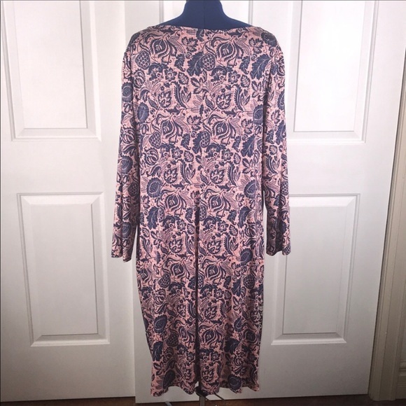 Isabel &‎ Alice 3X modern asymmetric ruched contrast red/blue patterns dress - Picture 9 of 10